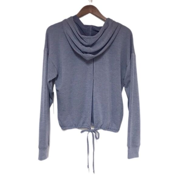 WILDFOX Hooded Pullover Drawstring Waist Open Back Gray Blue Size Medium New - Picture 2 of 14